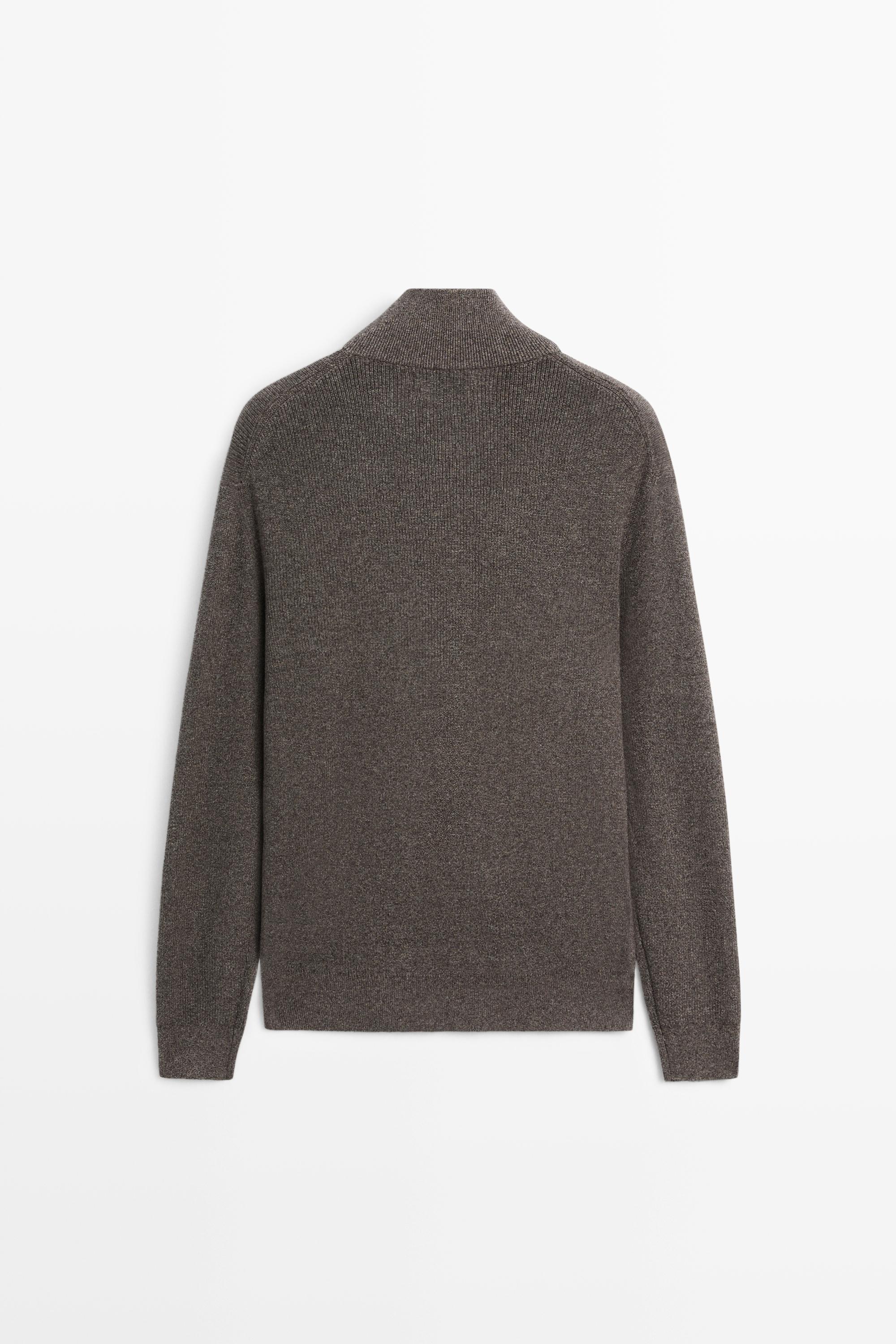 Mock neck knit sweater with zip